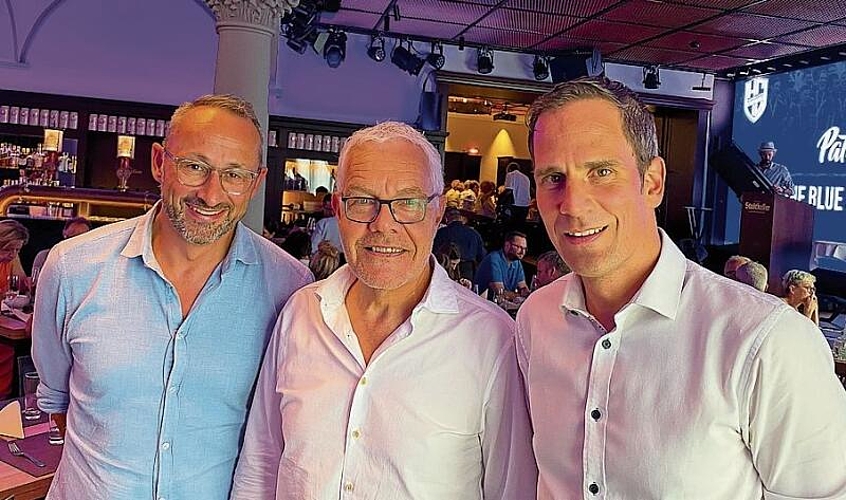 Von links: Nick Christen, CEO Pilatus Arena AG, Hanspeter Würmli, HCKL-Verwaltungsrats­präsident, und Lukas Troxler, CEO HC Kriens-Luzern AG.