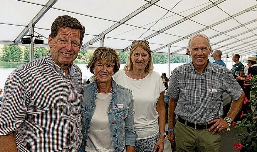 V. l.: Hans-Rudolf Schurter, ehemaliger Präsident Schweizer Ruderverband, Doris Russi Schurter, alt Präsidentin VR LUKB, Ruth Berchtold, ehemalige Vizepräsidentin Schweizer Ruderverband, und René Fischer, Präsident Stiftung Ruderzentrum Rotsee.
