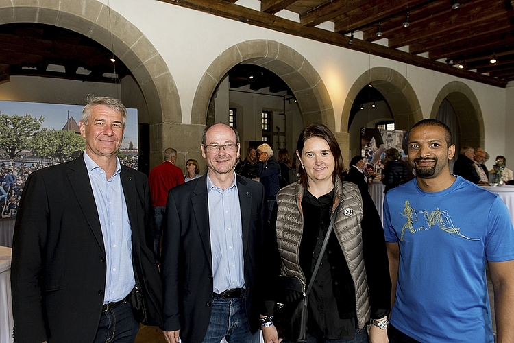 Vertreter:innen des Gemeinderats von Emmen. Von links: Patrick Schnellmann, Thomas Lehmann, Gemeindepräsidentin Ramona Gut-Rogger und Brahim Aakti.
