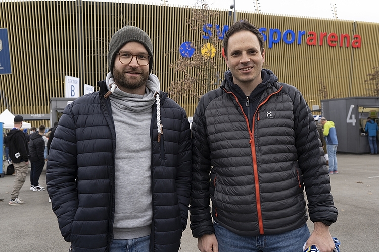 Fabian Bühlmann (links) und Yves Zwyssig waren zuversichtlich, dass der FCL gewinnen würde.
