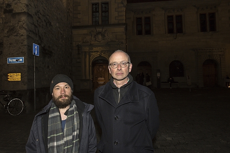 Kantonsrat Gian Waldvogel (links) und Nationalrat Michael Töngi (beide Grüne): «Schön, wie die Luzerner:innen zusammengekommen sind. Man spürte die Solidarität.»
