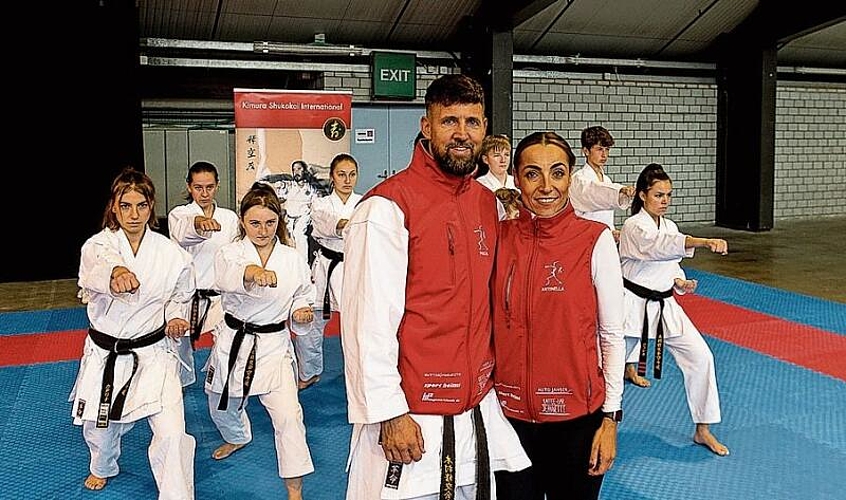 Pascal Egger, Leiter Karate-Schule und amtierender Europameister, und Antonella Bergamin, OK Tag der Luzerner Sportvereine und Vorstand Sportstadt Luzern.
