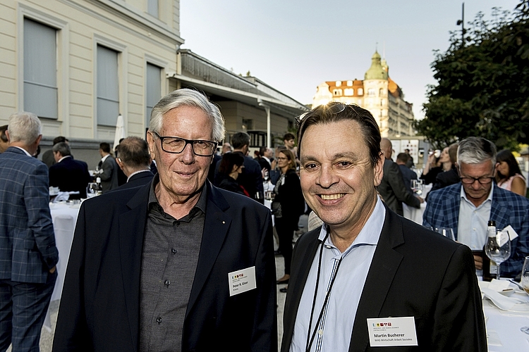 Peter R. Gloor (l.), Europa-Forum Luzern, und Martin Bucherer, WAS Wirtschaft Arbeit Soziales.
