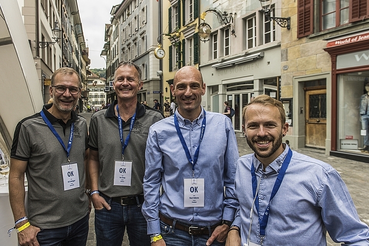 Vertretung des OKs (von links): Edi Lindegger (Sponsoring), Ivo Zemp (Finanzen), Beat Schorno (Präsident und Solidaritätslauf) und Andreas Grüter (Geschäftsleiter und Sport).
