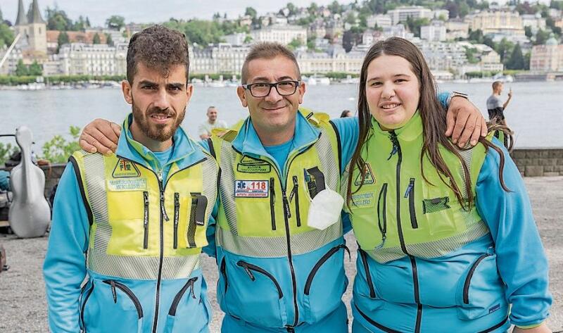 Von links: Fürs Spital St. Anna vor Ort im – hoffentlich ruhigen – Einsatz: die Italiener:innen Marlo Maturi, Pasquale Festa und Sara Tosone.