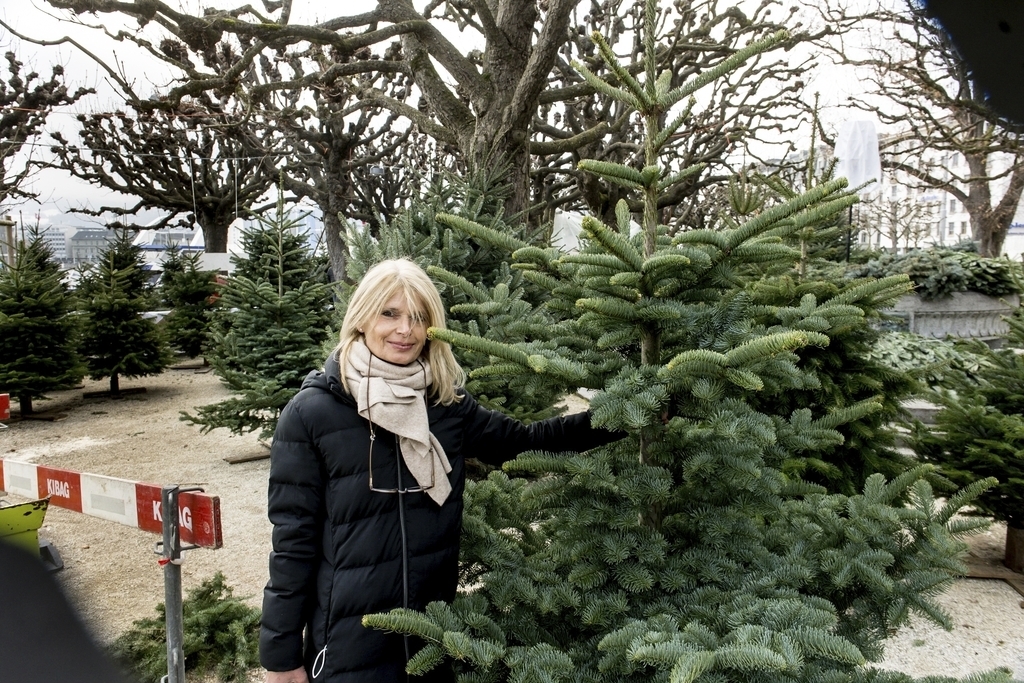 Yvonne Helfenstein hat den Baum reserviert und wird ihn mit ihrem Mann nach Hause transportieren.
