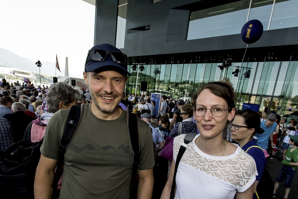 Matthias Kieffer und Katja Glauser sind grosse Brassband-Fans der Bürgermusik Luzern.
