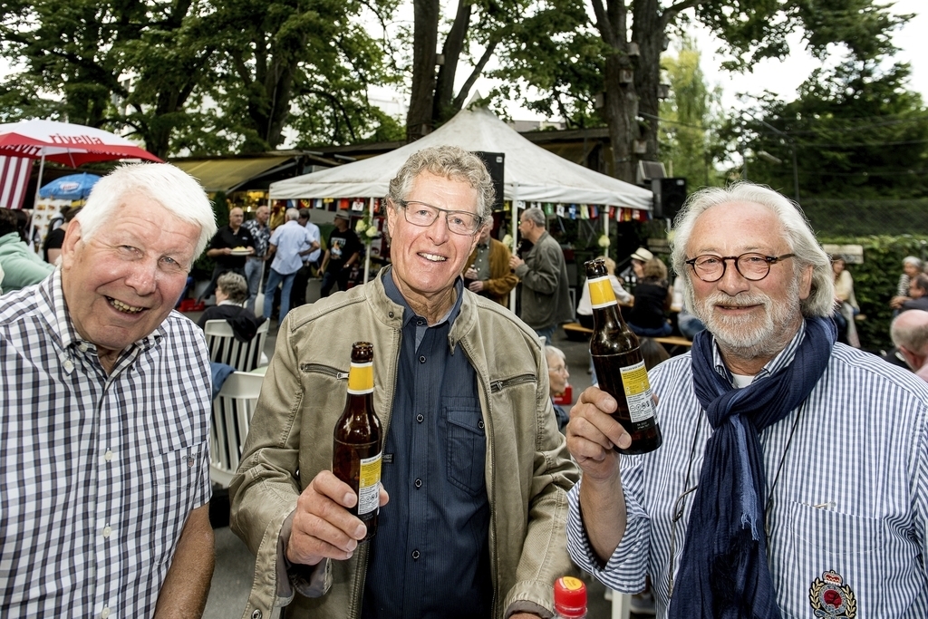 V. l.: Dieter Fingerlin, Kurt Danz und Alfred Gut. Alfred kennt die Band seit Kinder-Zeiten, als bei den Auftritten die Unterwäsche auf die Bühne flog.
